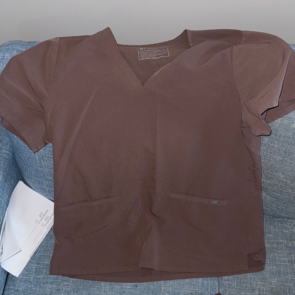 Figs Technical Collection Brown Scrub Top
